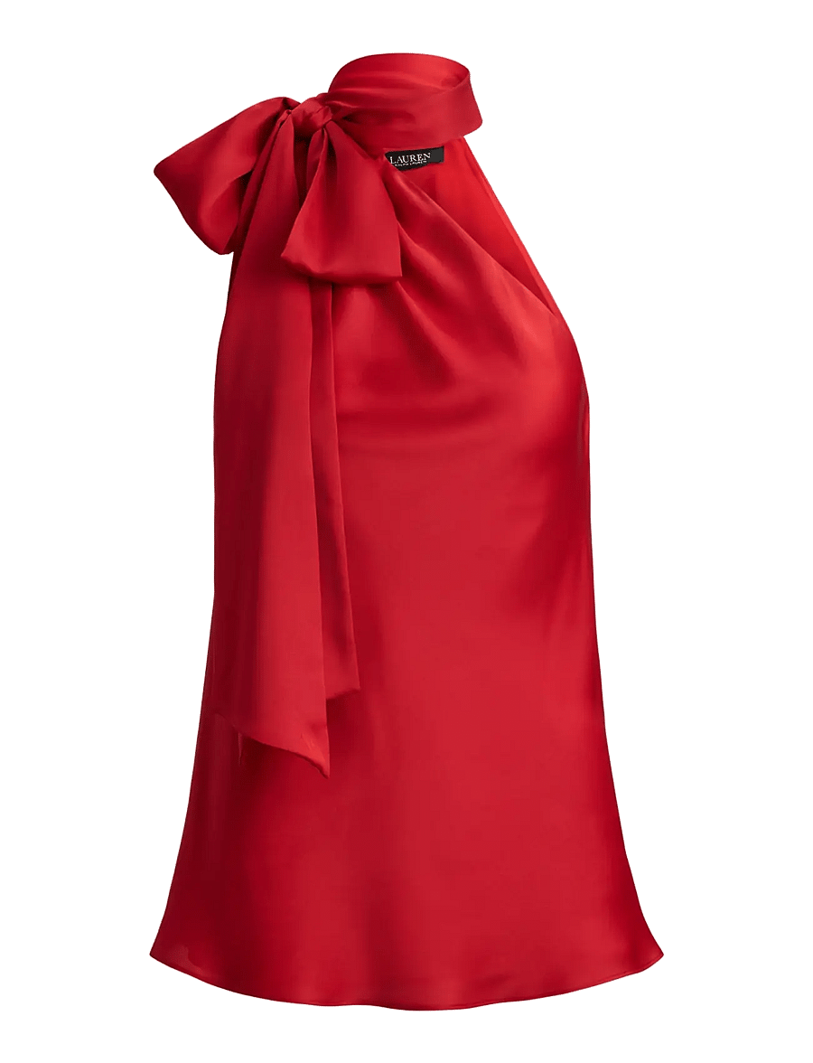 Lauren Ralph Lauren - Charmeuse Tie-Neck Halter Top - Ærmeløse bluser - cruise red - 1