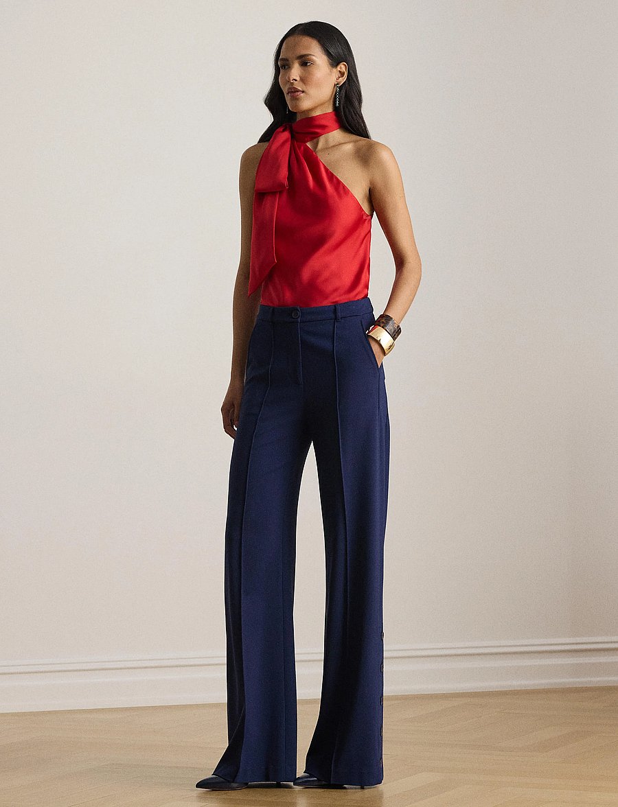 Lauren Ralph Lauren - Charmeuse Tie-Neck Halter Top - Ærmeløse bluser - cruise red - 0