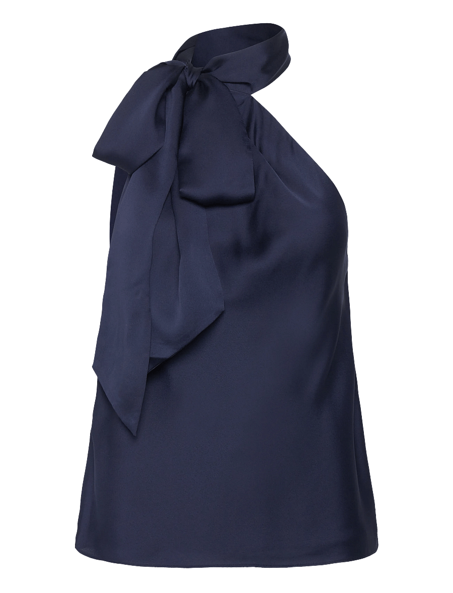 Lauren Ralph Lauren - Charmeuse Tie-Neck Halter Top - Ärmlösa blusar - refined navy - 1