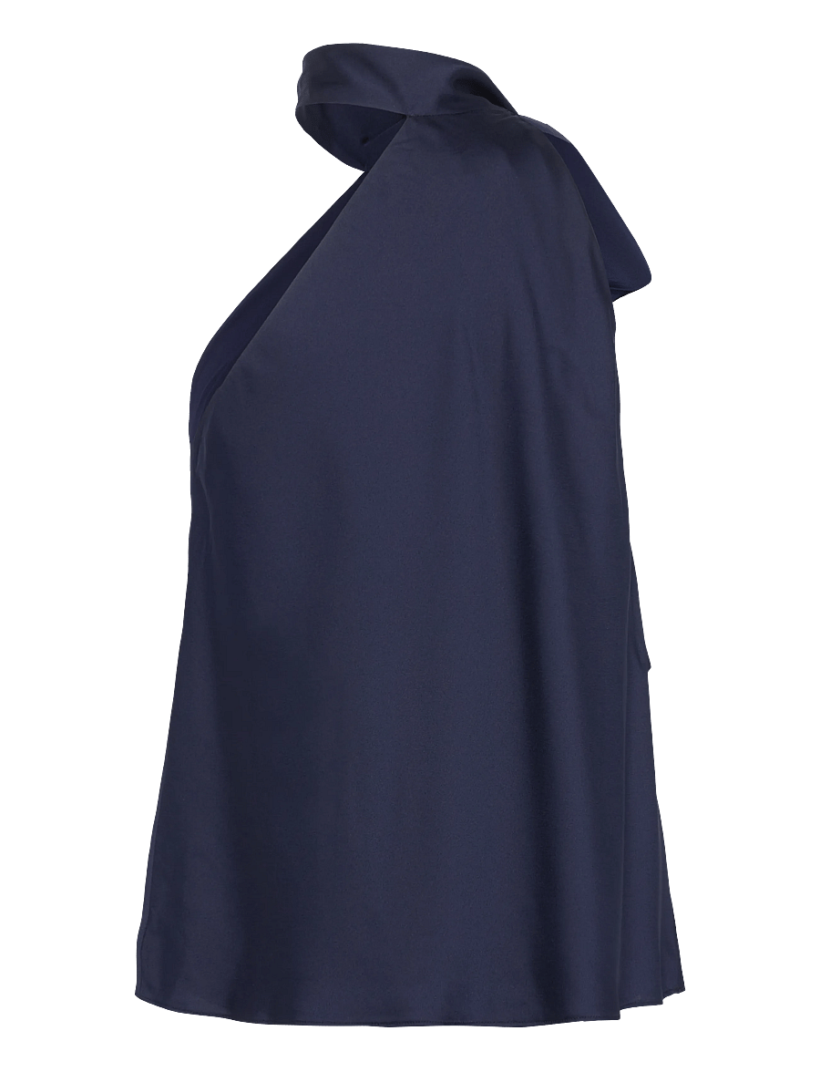 Lauren Ralph Lauren - Charmeuse Tie-Neck Halter Top - Ärmlösa blusar - refined navy - 2