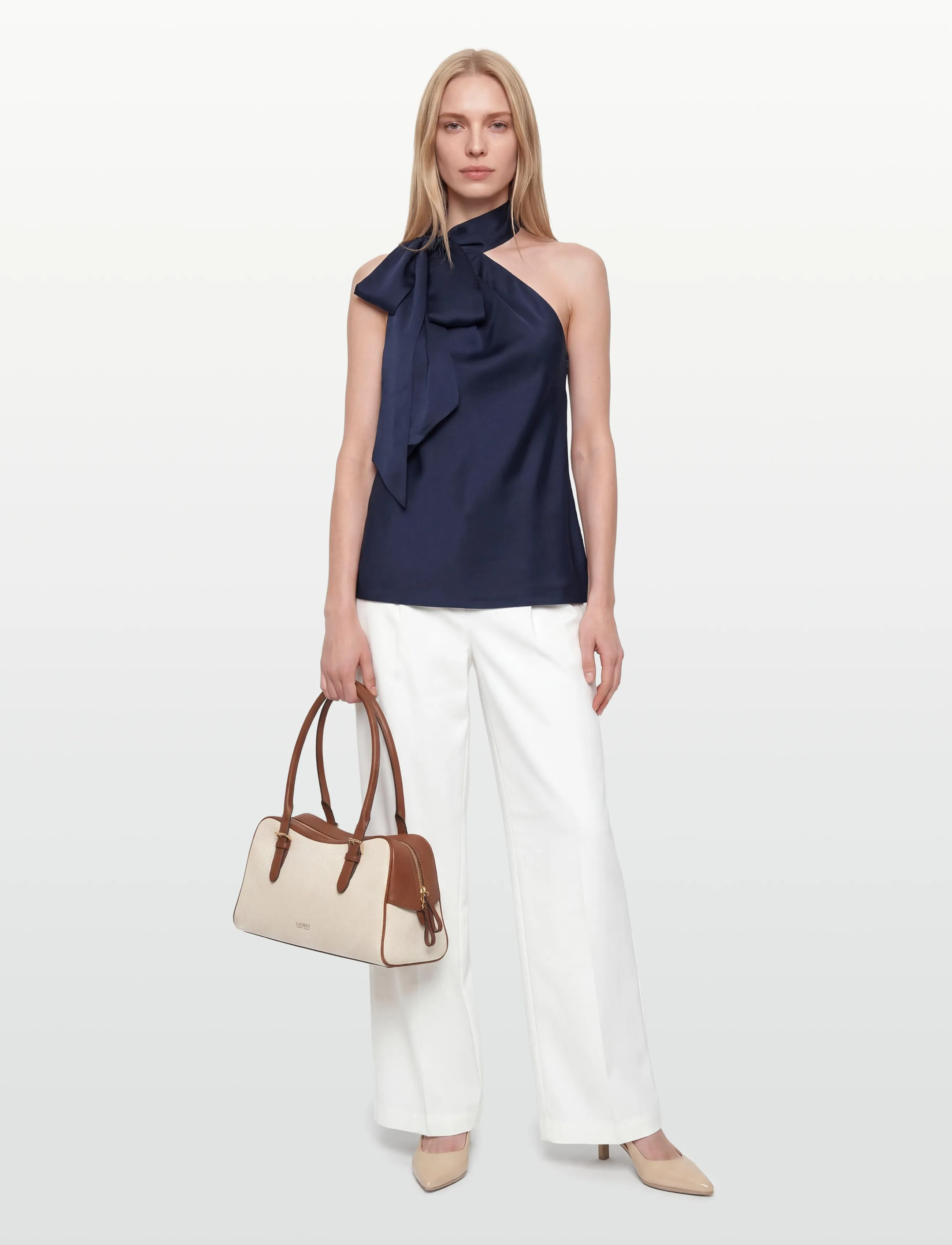 Lauren Ralph Lauren Charmeuse Tie-Neck Halter Top - Blouses - REFINED NAVY / navy