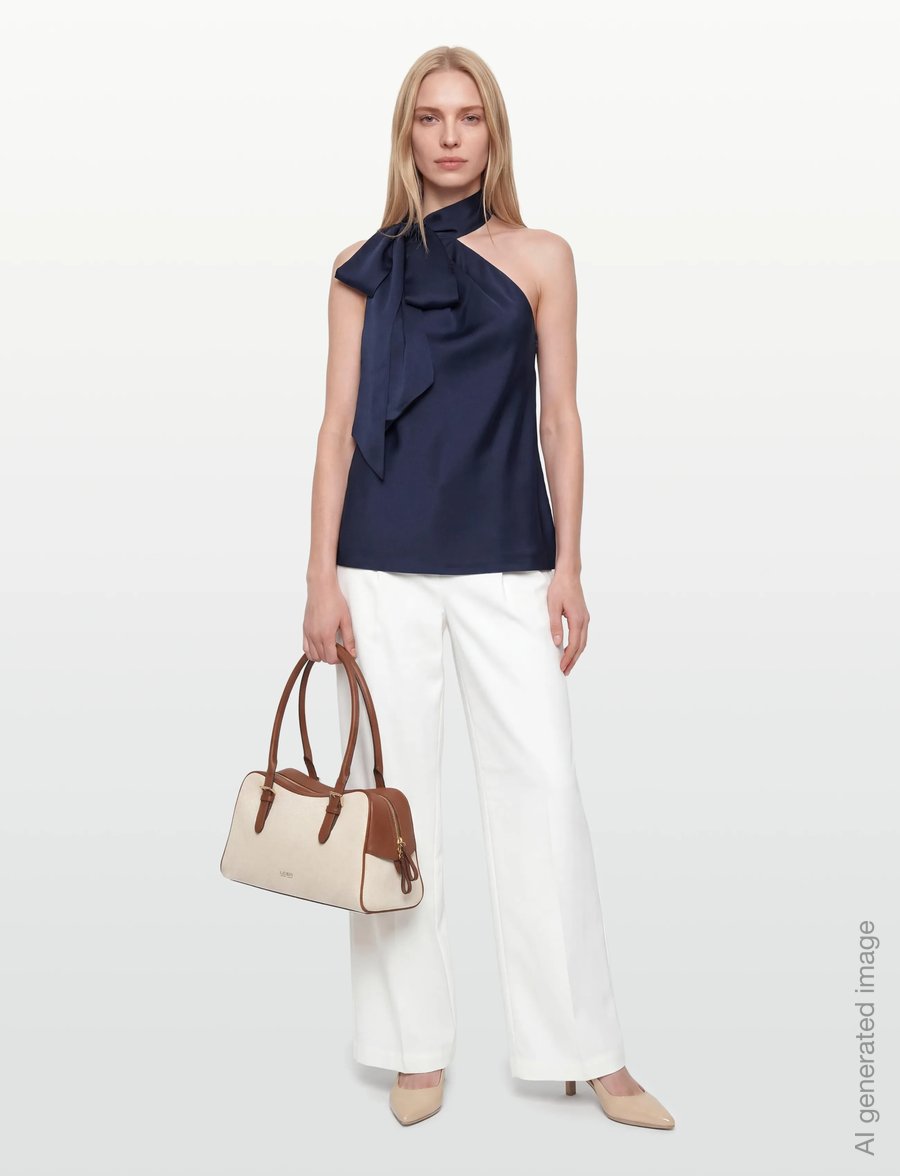 Lauren Ralph Lauren - Charmeuse Tie-Neck Halter Top - Ärmlösa blusar - refined navy - 0