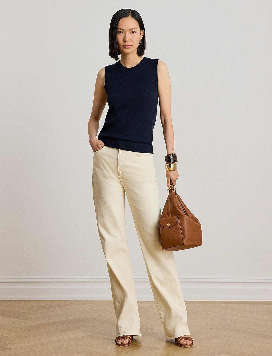 Lauren Ralph Lauren - High-Rise Straight Jean - raka jeans - cream wash - 0