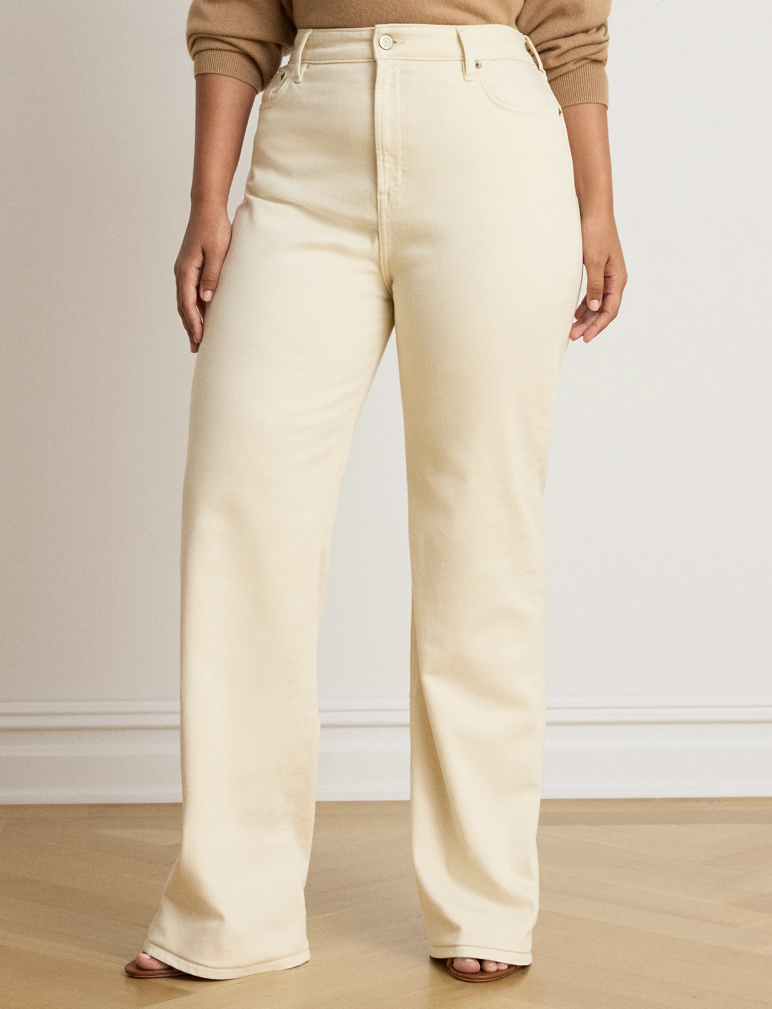 Lauren Ralph Lauren - High-Rise Straight Jean - raka jeans - cream wash - 5