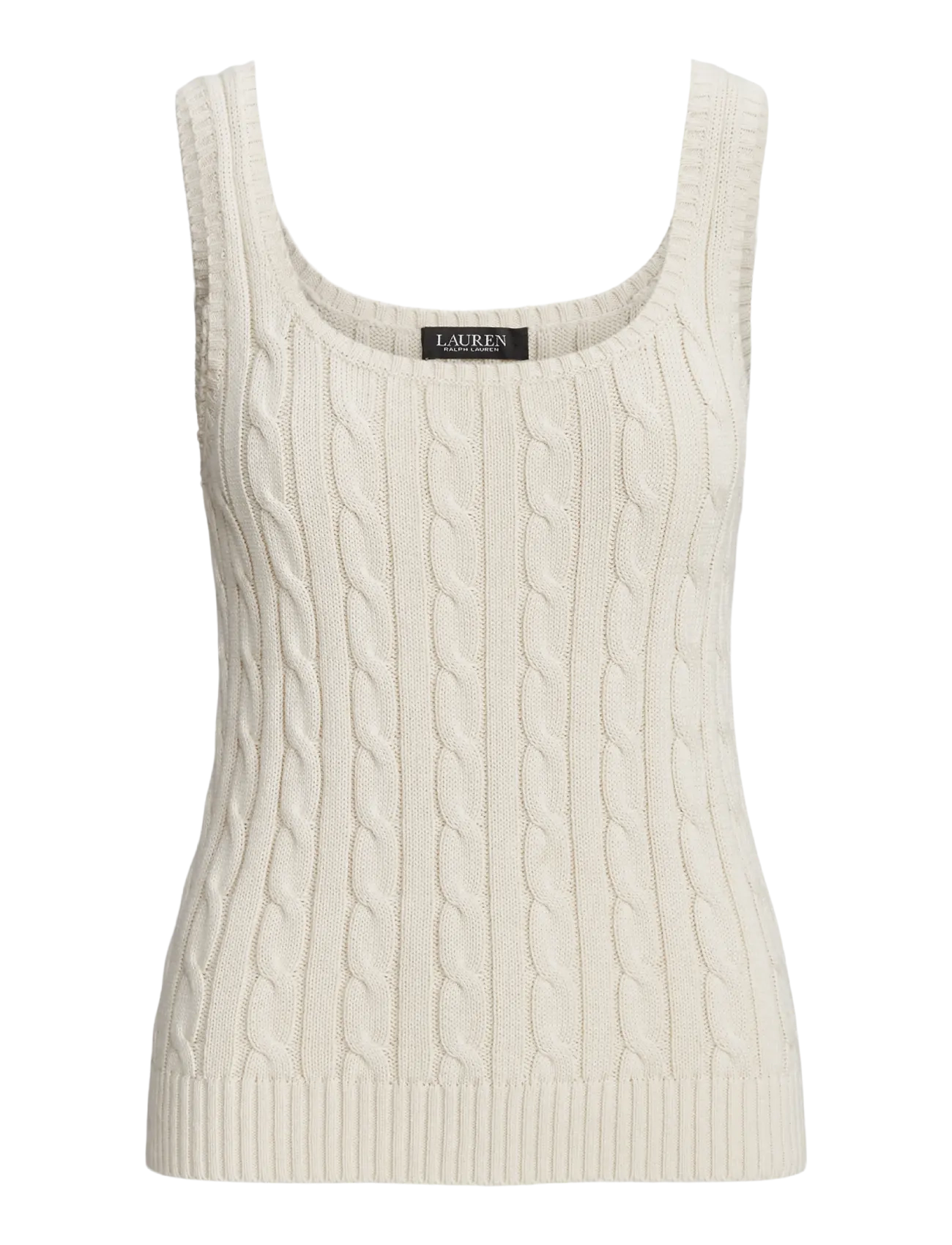 Lauren Ralph Lauren - Cable Cotton-Blend Sleeveless Sweater - mascarpone cream - 1