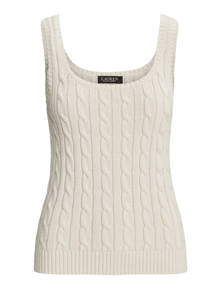 Lauren Ralph Lauren - Cable Cotton-Blend Sleeveless Sweater - mascarpone cream - 1