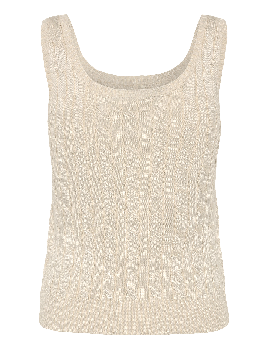 Lauren Ralph Lauren - Cable Cotton-Blend Sleeveless Sweater - Ärmellose tops - mascarpone cream - 2