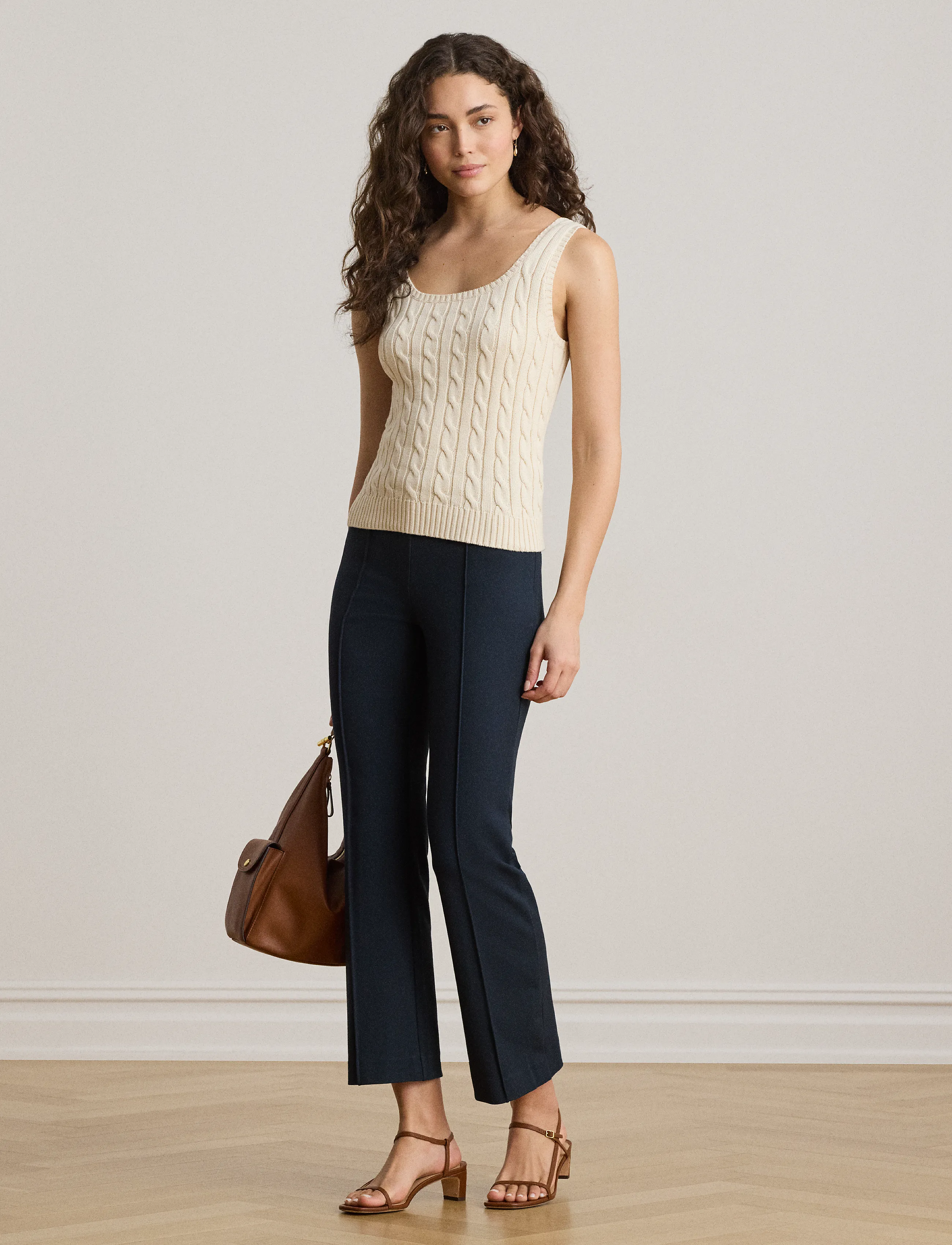 Lauren Ralph Lauren - Cable Cotton-Blend Sleeveless Sweater - mascarpone cream - 3