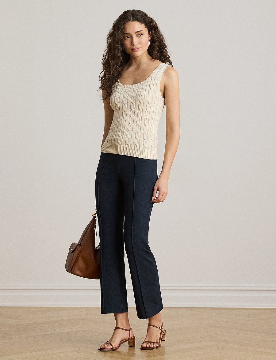 Lauren Ralph Lauren - Cable Cotton-Blend Sleeveless Sweater - mascarpone cream - 3