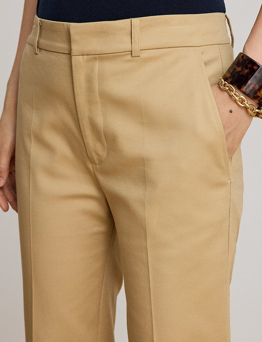 Lauren Ralph Lauren - STRETCH DBL CTN-WVN-PANTS - kitsalõikelised püksid - birch tan - 3