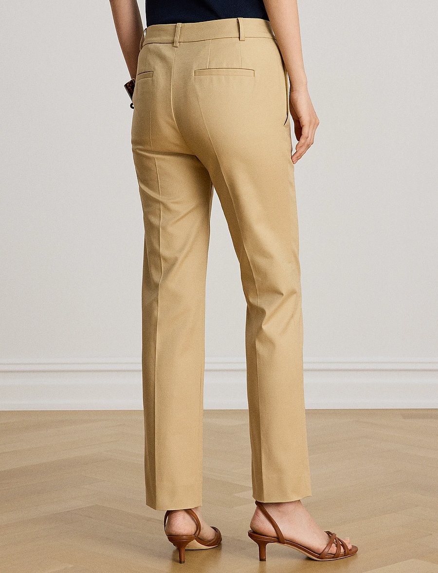 Lauren Ralph Lauren - STRETCH DBL CTN-WVN-PANTS - kitsalõikelised püksid - birch tan - 4