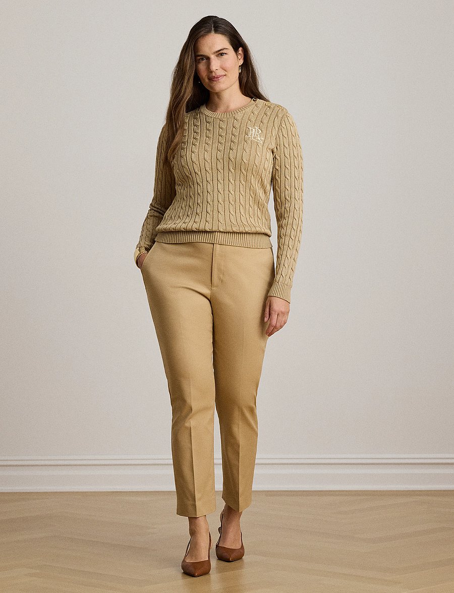 Lauren Ralph Lauren - STRETCH DBL CTN-WVN-PANTS - kitsalõikelised püksid - birch tan - 5