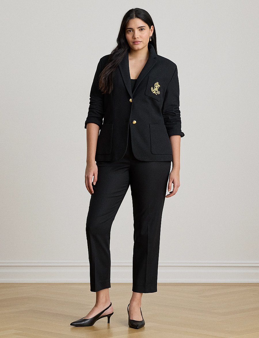 Lauren Ralph Lauren - Double-Faced Cotton Slim Straight Pant - slim-fit hosen - black - 2
