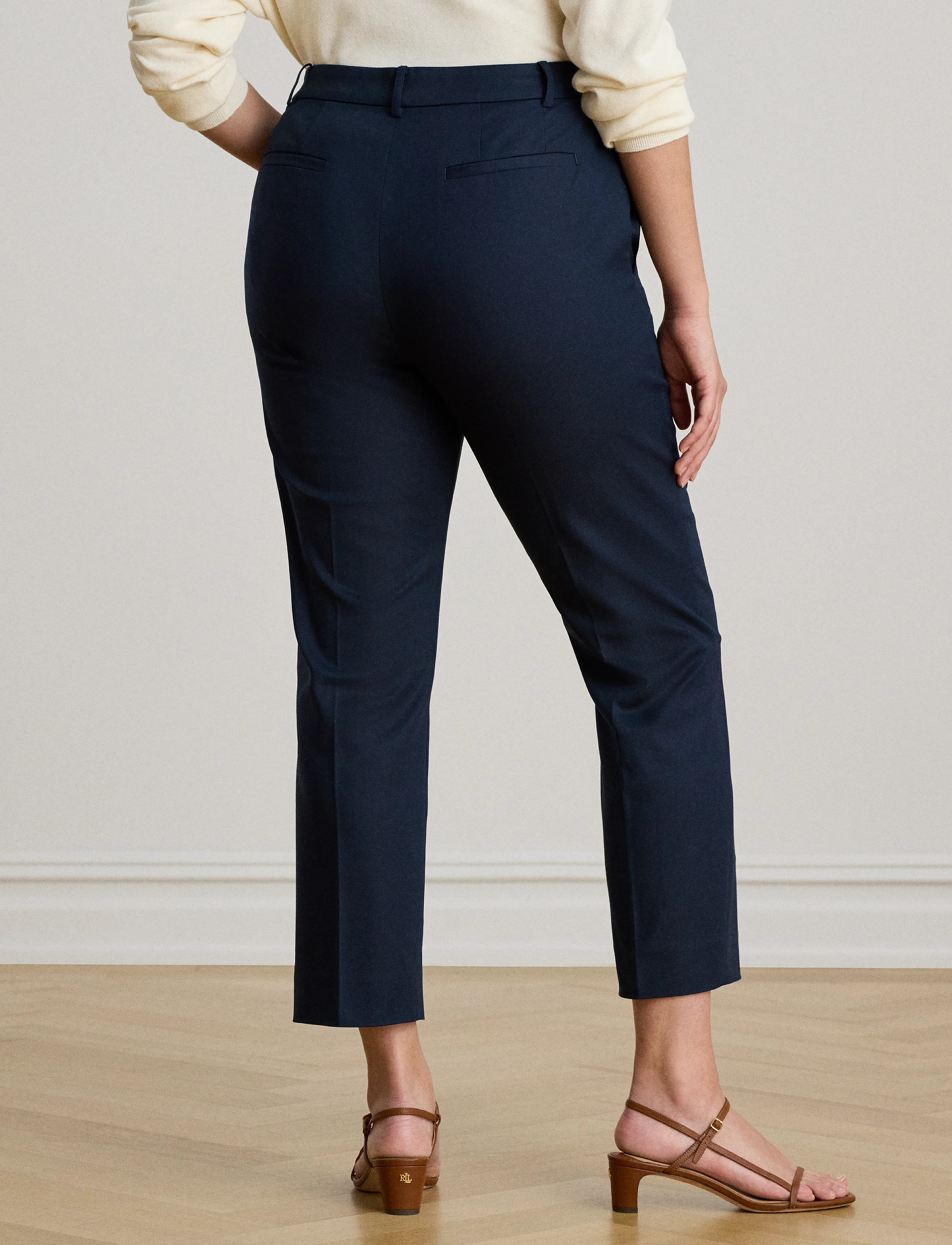 Lauren Ralph Lauren - STRETCH DBL CTN-WVN-PANTS - kitsalõikelised püksid - lauren navy - 2