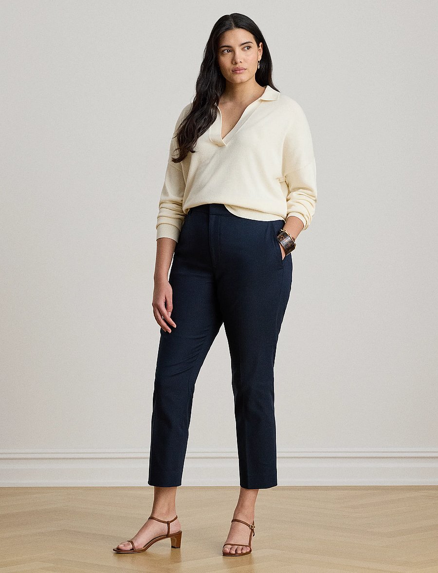 Lauren Ralph Lauren - STRETCH DBL CTN-WVN-PANTS - kitsalõikelised püksid - lauren navy - 4