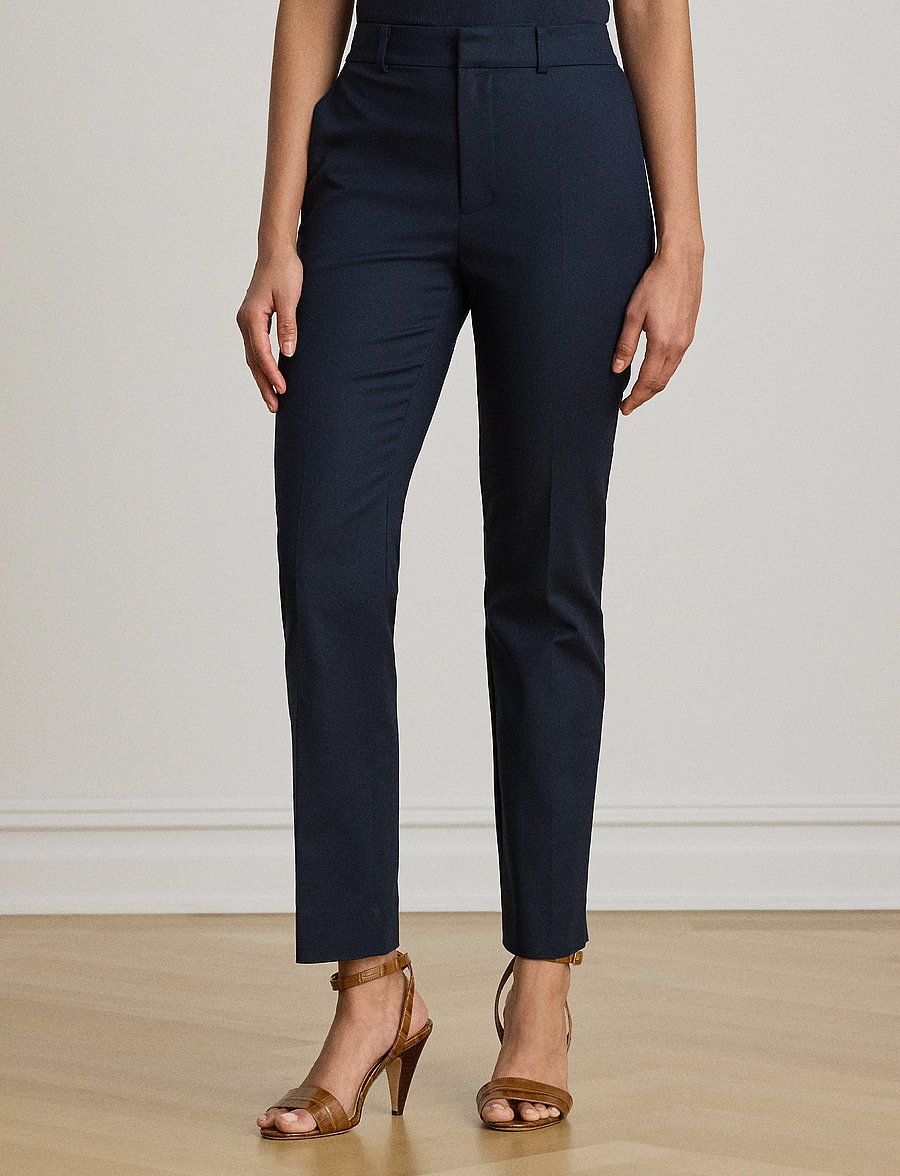 Lauren Ralph Lauren - STRETCH DBL CTN-WVN-PANTS - kitsalõikelised püksid - lauren navy - 5