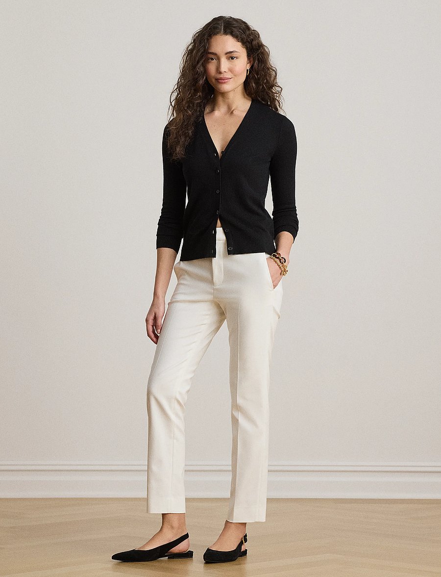 Lauren Ralph Lauren - STRETCH DBL CTN-WVN-PANTS - slim-fit hosen - white - 0