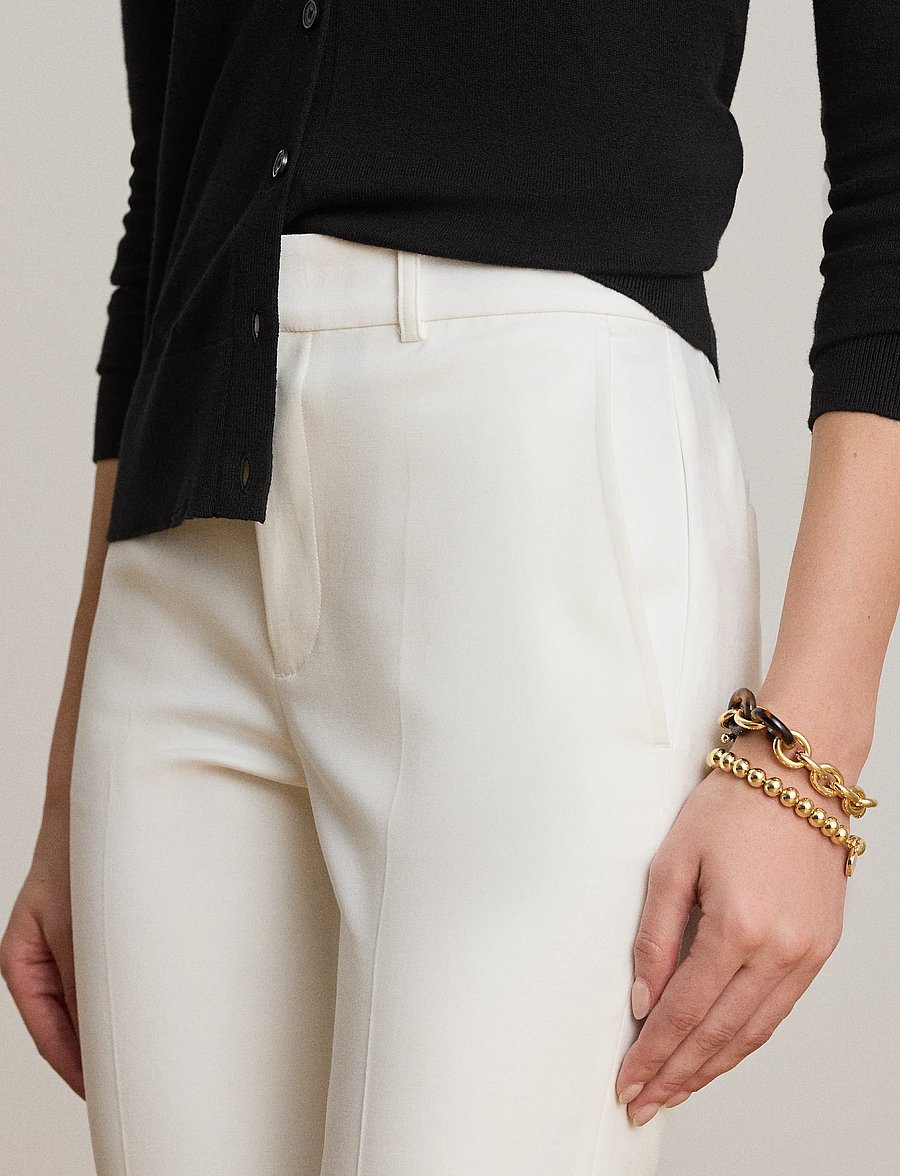 Lauren Ralph Lauren - STRETCH DBL CTN-WVN-PANTS - slim-fit hosen - white - 4