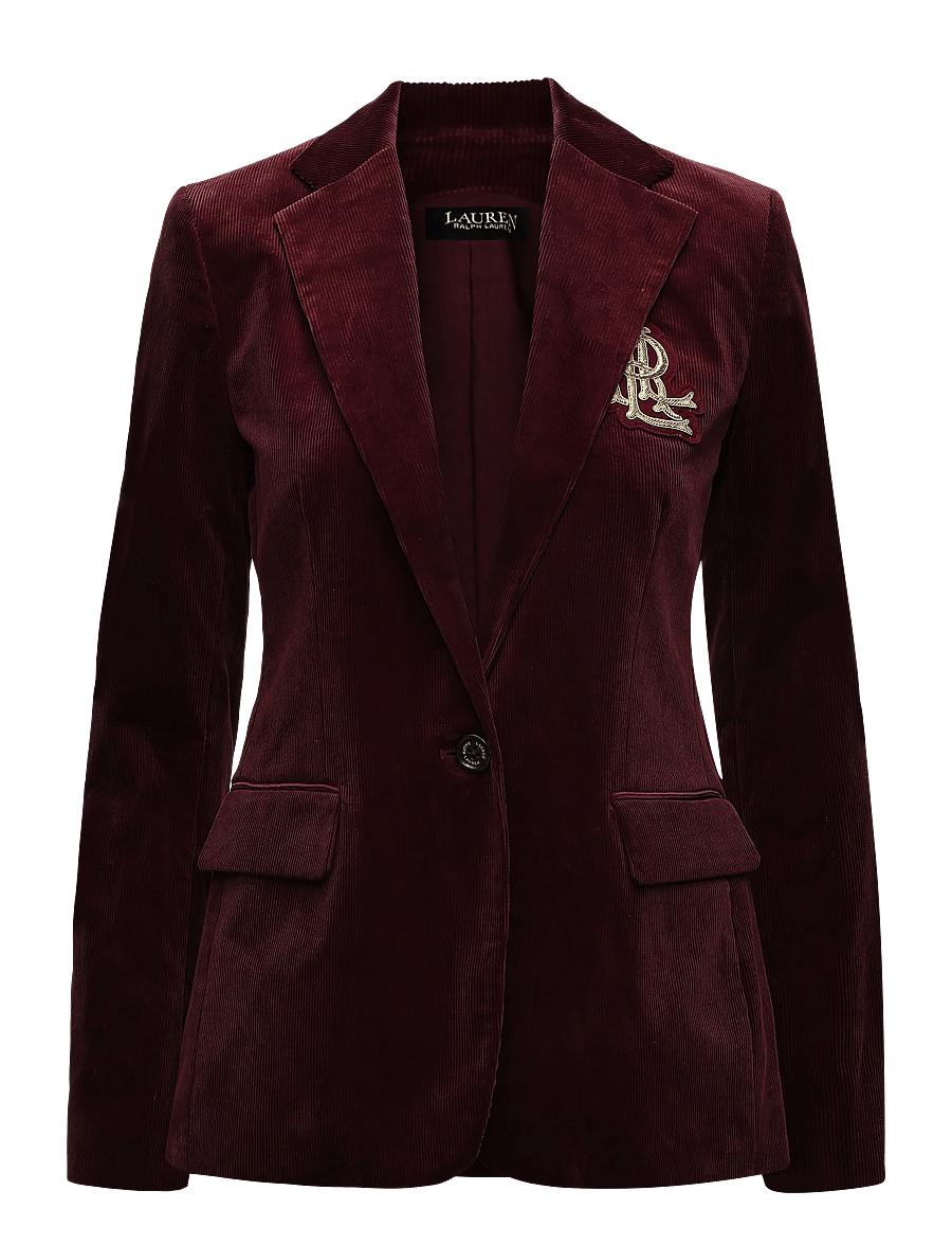 Lauren Ralph Lauren - Bullion Stretch-Cotton Corduroy Blazer - enkeltradede blazere - dark garnet - 2