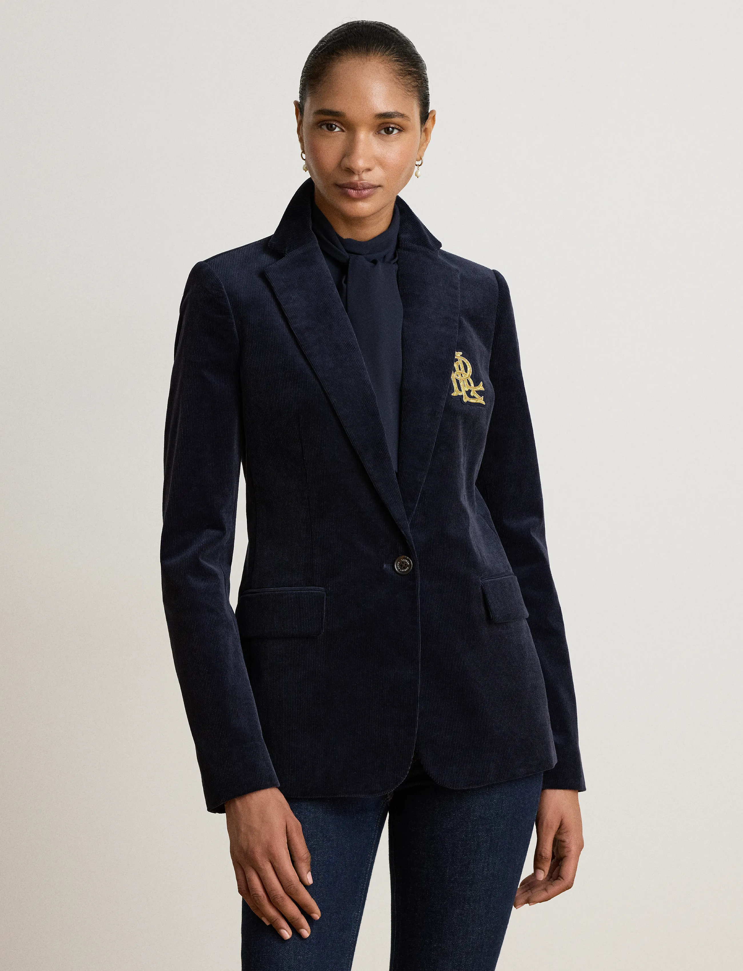 Lauren Ralph Lauren Bullion Stretch-Cotton Corduroy Blazer - Ralph Lauren - LAUREN NAVY / navy