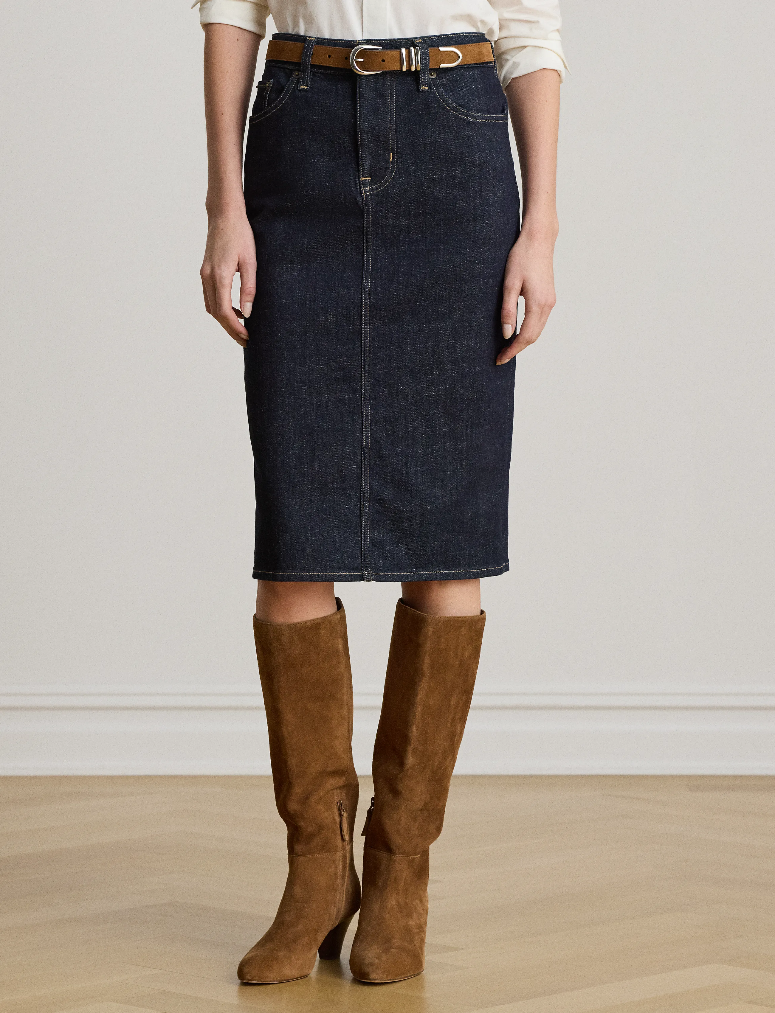 Lauren Ralph Lauren Denim Pencil Skirt - Lauren Ralph Lauren - RINSE WASH / navy