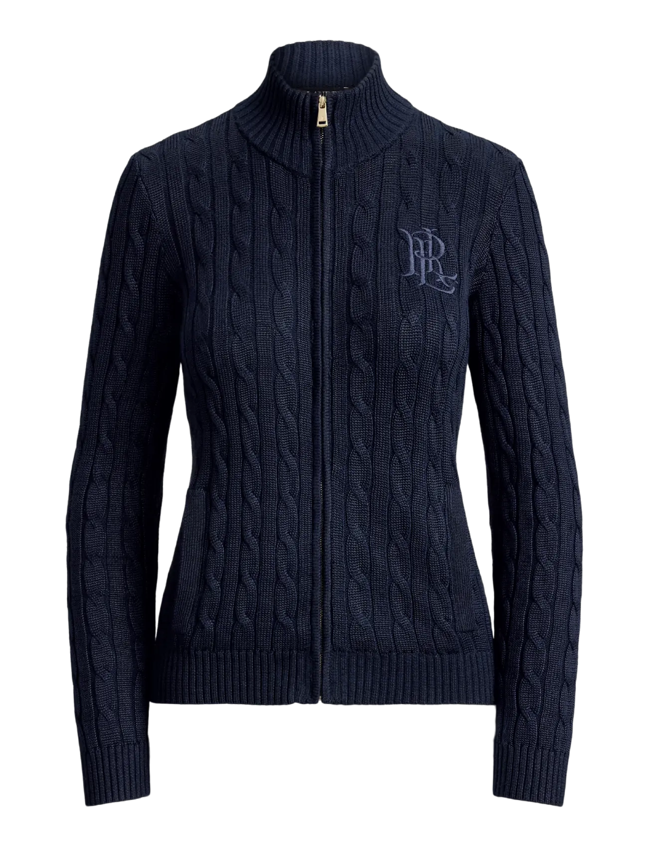 Lauren Ralph Lauren - Cable-Knit Full-Zip Mockneck Sweater - lauren navy - 1