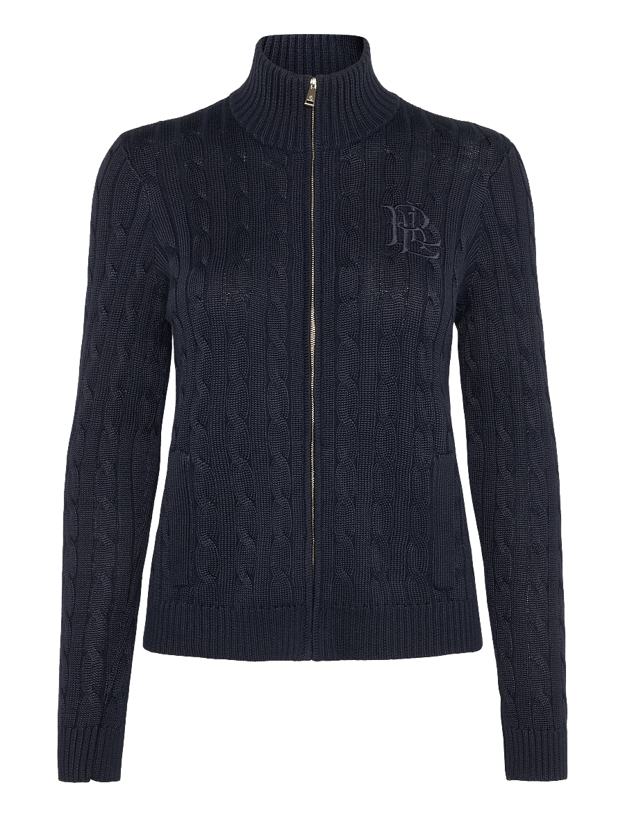 Lauren Ralph Lauren - Cable-Knit Full-Zip Mockneck Sweater - hnepptar peysur - lauren navy - 1