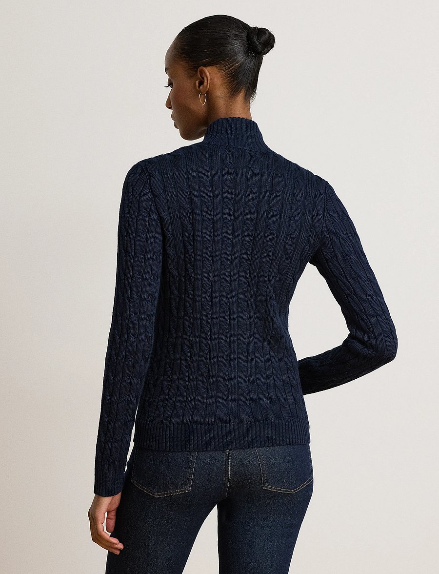 Lauren Ralph Lauren - Cable-Knit Full-Zip Mockneck Sweater - strickjacken - lauren navy - 2