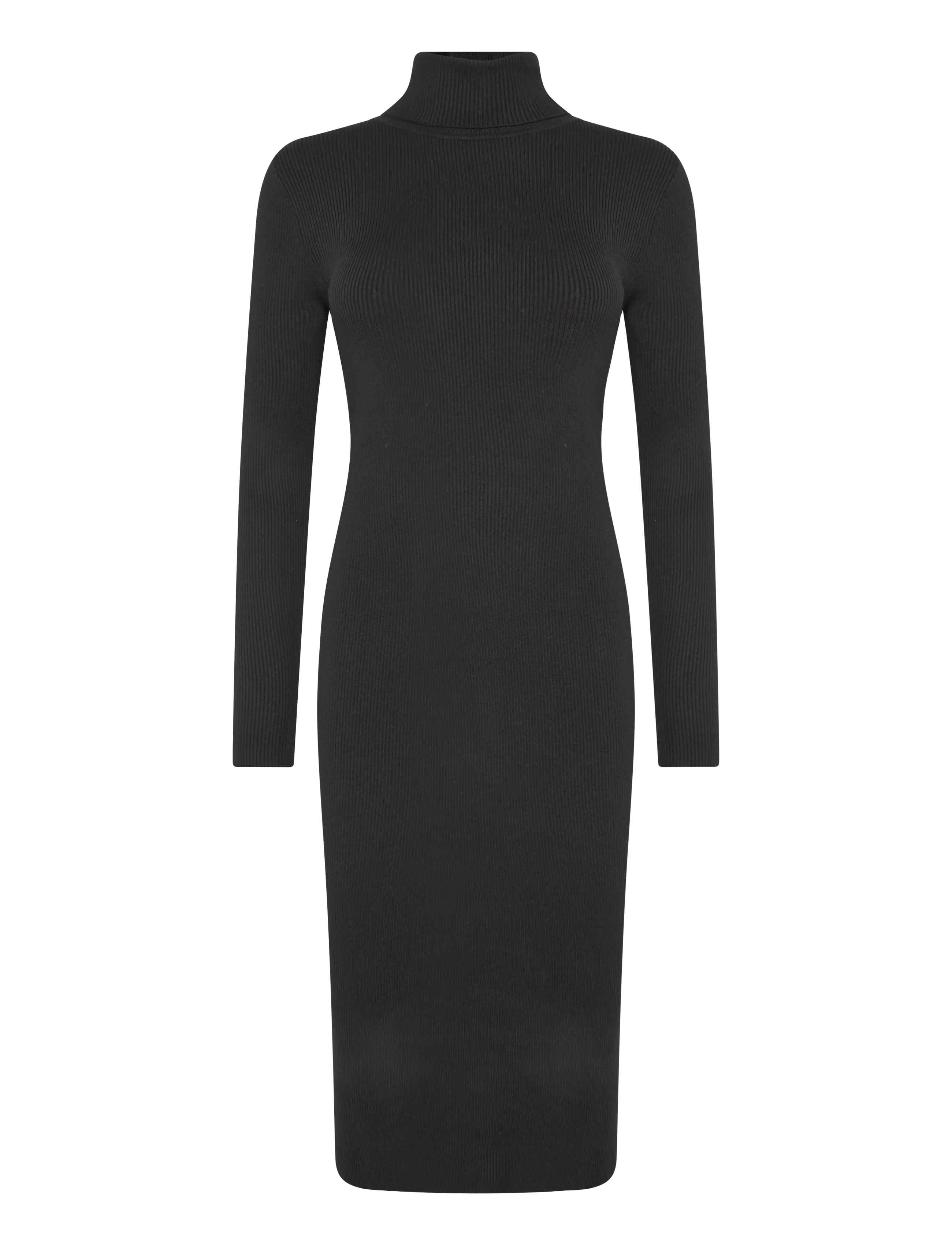 Lauren Ralph Lauren - Cotton-Modal Turtleneck Sweater Dress - stickade klänningar - black - 2