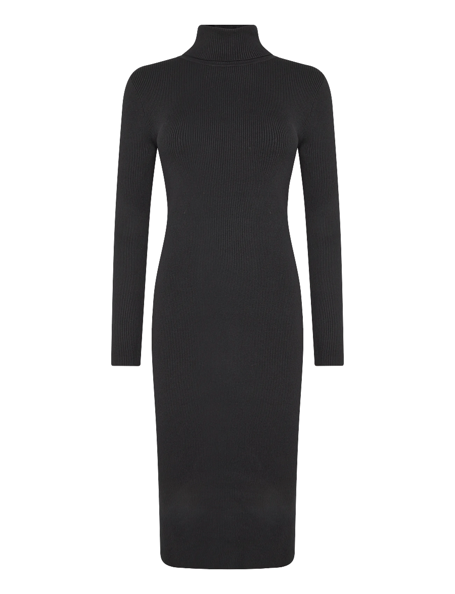 Lauren Ralph Lauren - Cotton-Modal Turtleneck Sweater Dress - stickade klänningar - black - 2