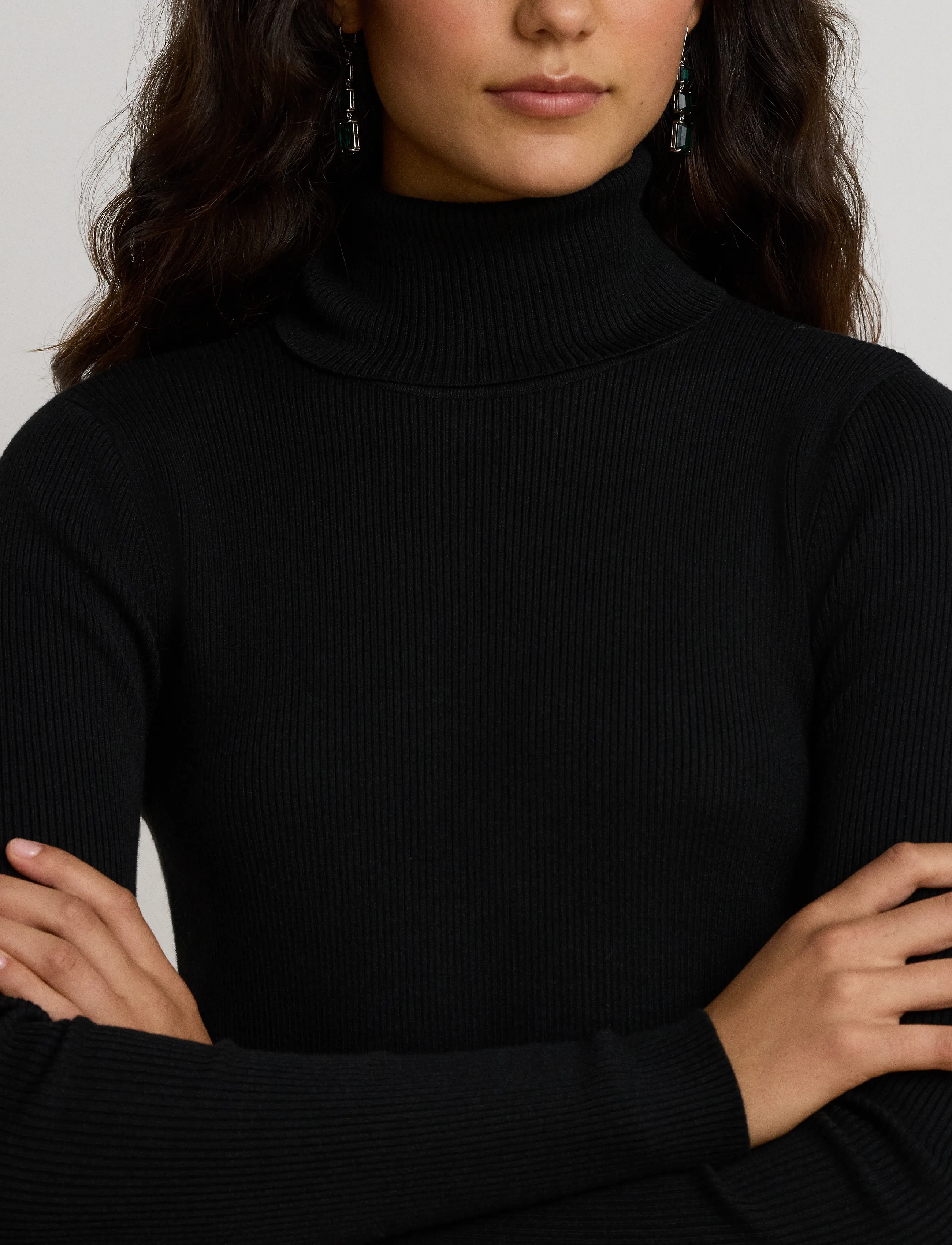 Lauren Ralph Lauren - Cotton-Modal Turtleneck Sweater Dress - black - 3