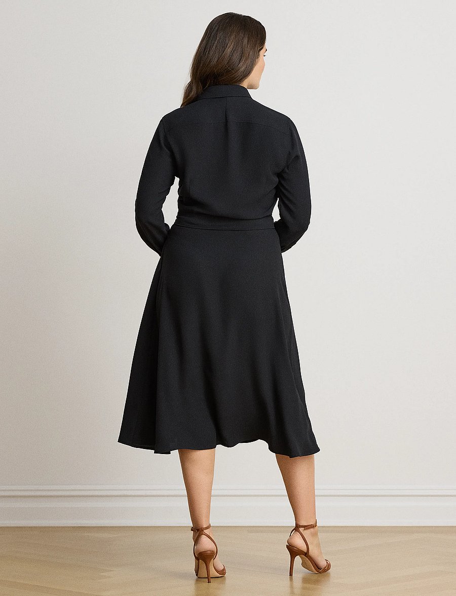 Lauren Ralph Lauren - Belted Double-Faced Georgette Shirtdress - särkkleidid - black - 3