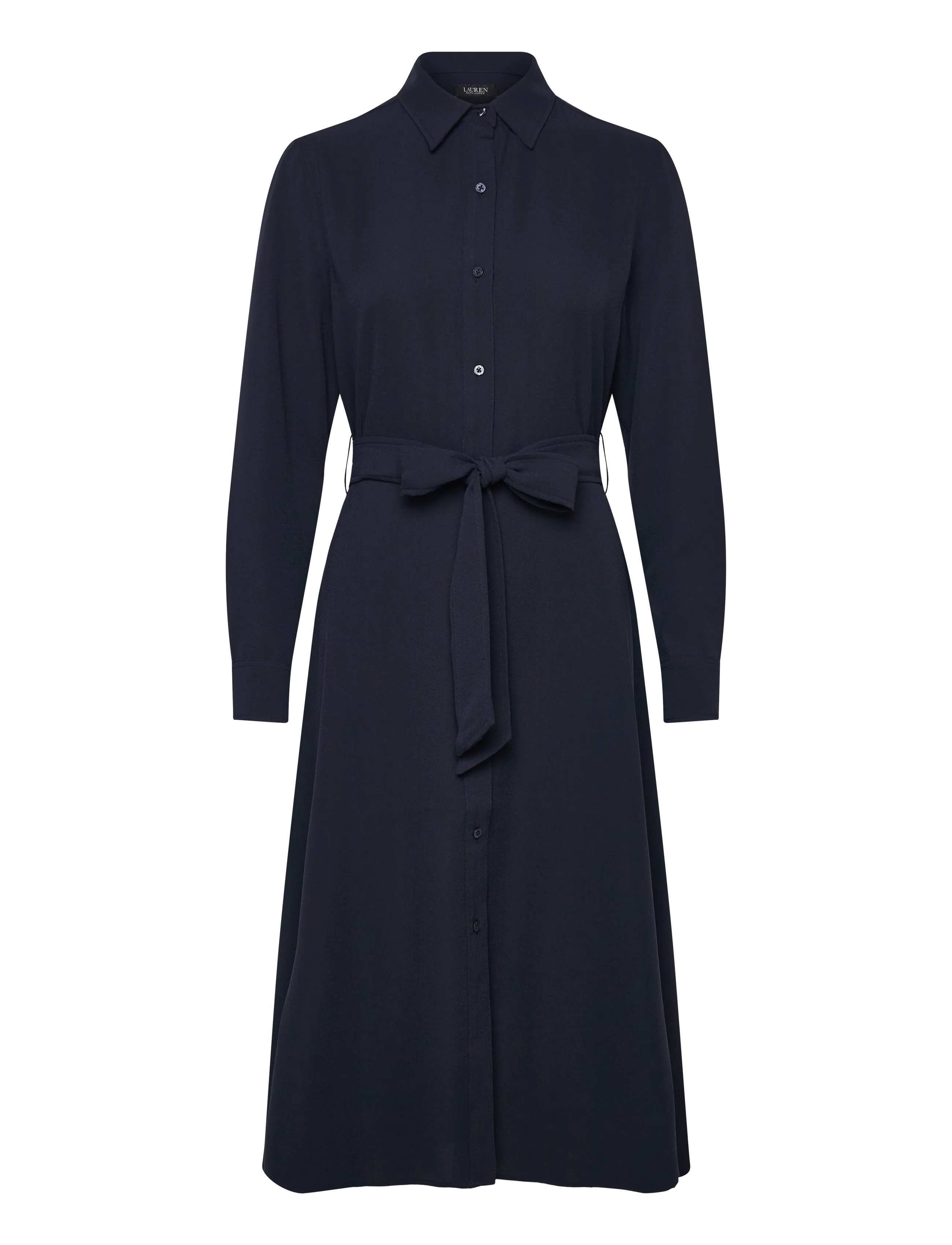 Lauren Ralph Lauren - Belted Double-Faced Georgette Shirtdress - robes chemises - lauren navy - 1