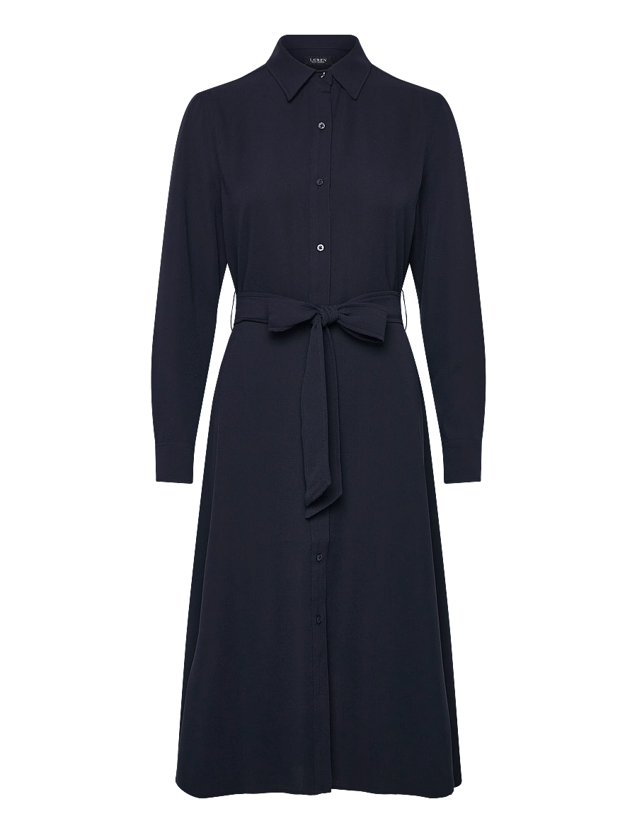 Lauren Ralph Lauren - Belted Double-Faced Georgette Shirtdress - robes chemises - lauren navy - 1