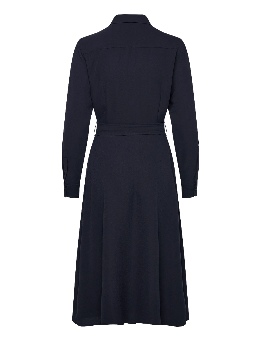 Lauren Ralph Lauren - Belted Double-Faced Georgette Shirtdress - robes chemises - lauren navy - 2