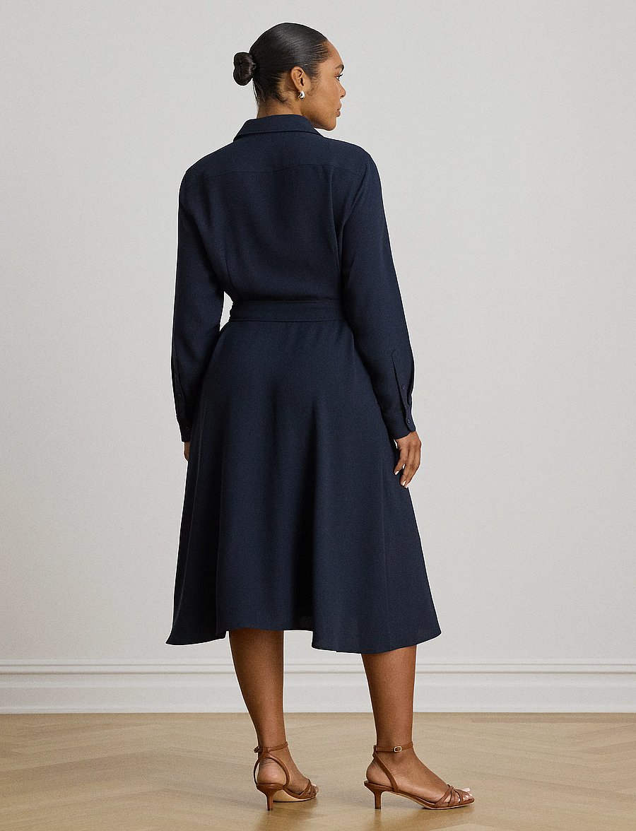 Lauren Ralph Lauren - Belted Double-Faced Georgette Shirtdress - robes chemises - lauren navy - 3