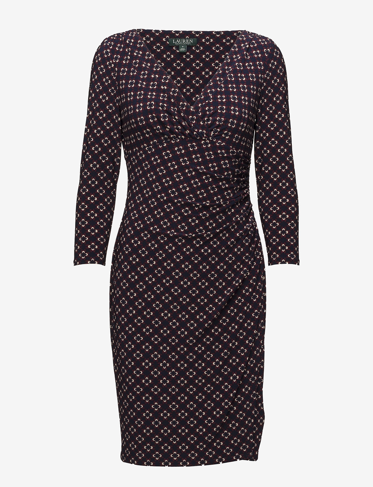 Lauren Ralph Lauren - Print Surplice Jersey Dress - lh navy/fuchsia/m - 0