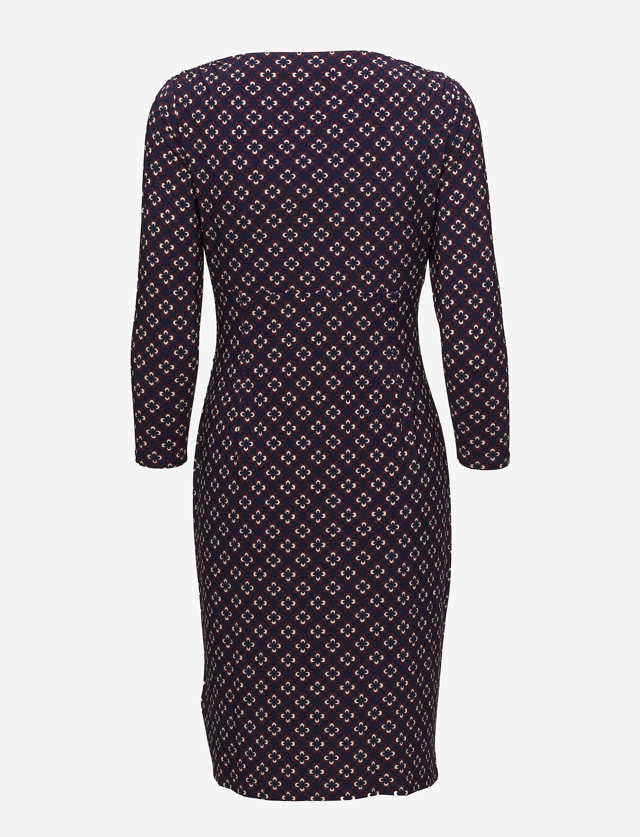 Lauren Ralph Lauren - Print Surplice Jersey Dress - lh navy/fuchsia/m - 1
