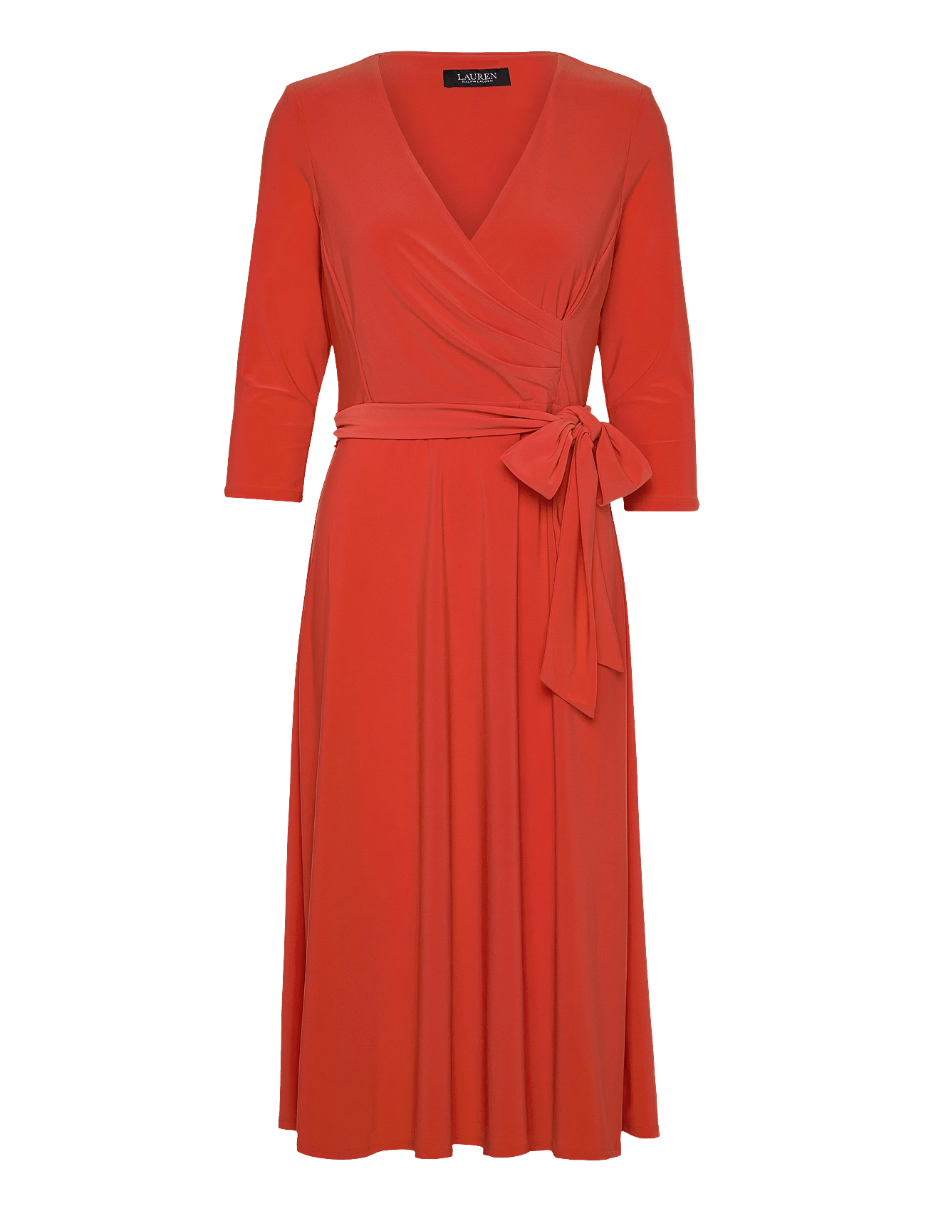 Surplice Jersey Dress - ORANGE LILY
