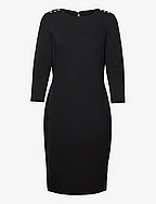 Ponte Three-Quarter-Sleeve Dress - BLACK