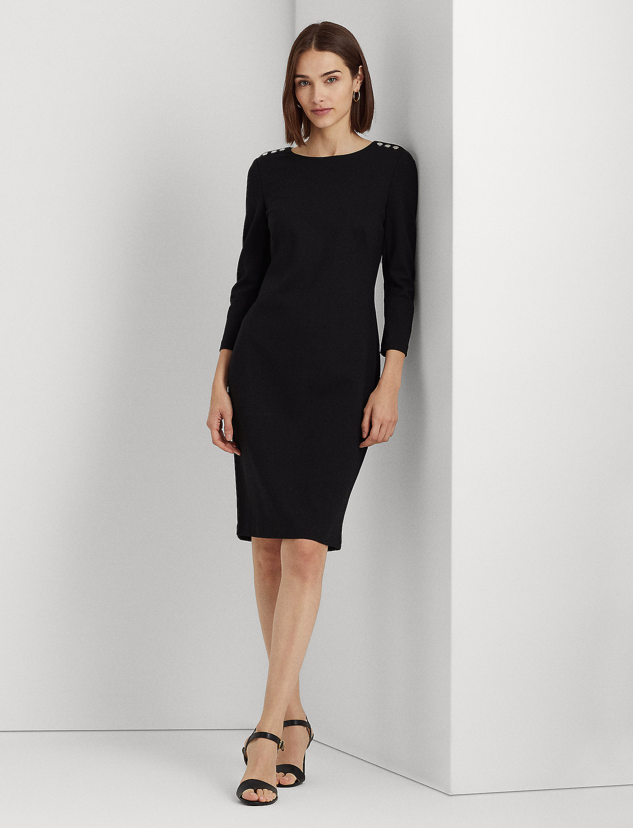 Lauren Ralph Lauren - MODERN PONTE-DRESS W/ TRIM - cocktail dresses - black - 0