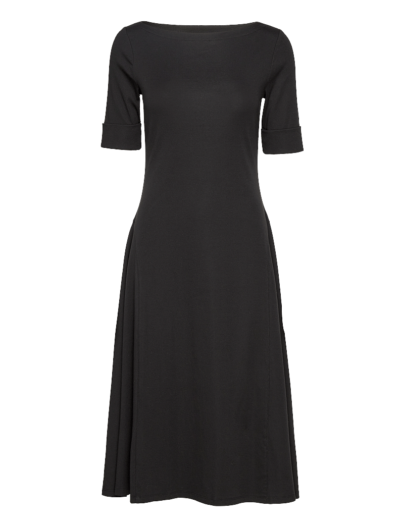 Lauren Ralph Lauren - Stretch Cotton Midi Dress - midi kjoler - black - 1