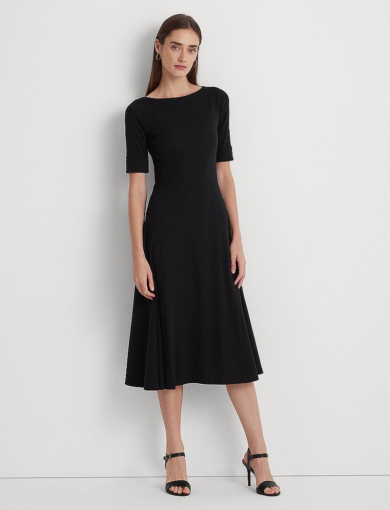Lauren Ralph Lauren - Stretch Cotton Midi Dress - midi kjoler - black - 0