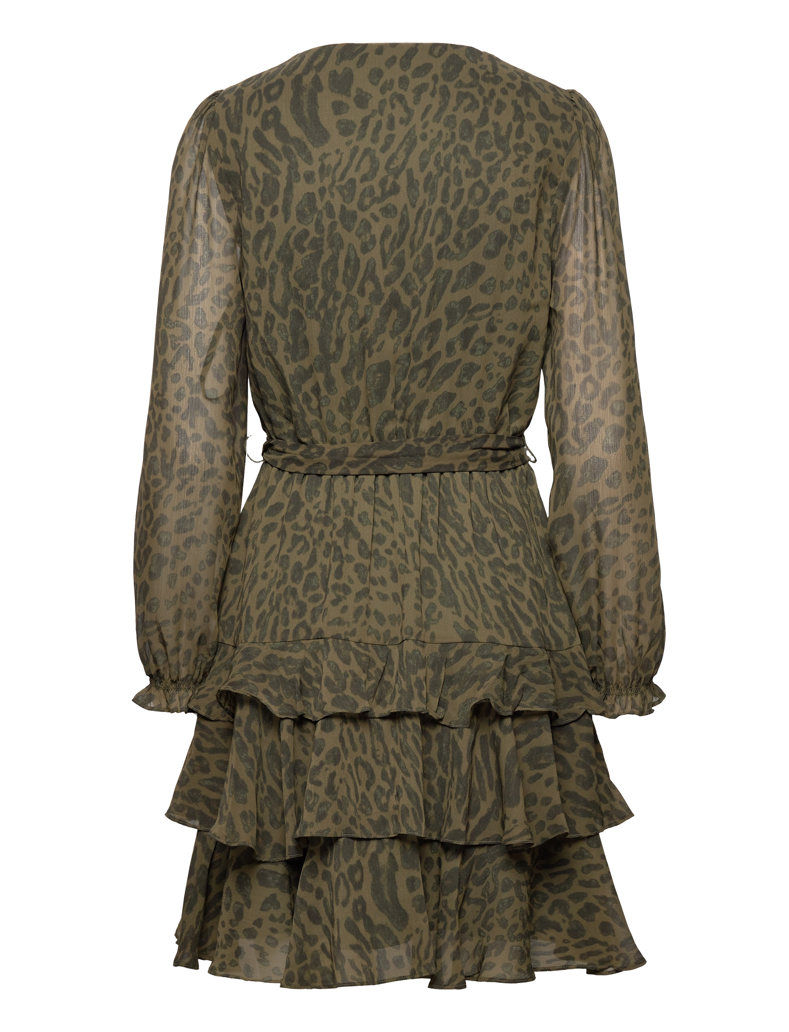 Lauren Ralph Lauren - Ocelot-Print Belted Georgette Dress - olive multi - 1