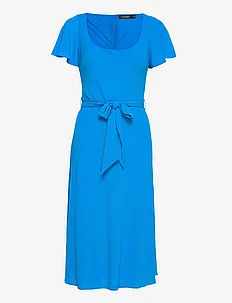Belted Crepe Flutter-Sleeve Dress, Lauren Ralph Lauren