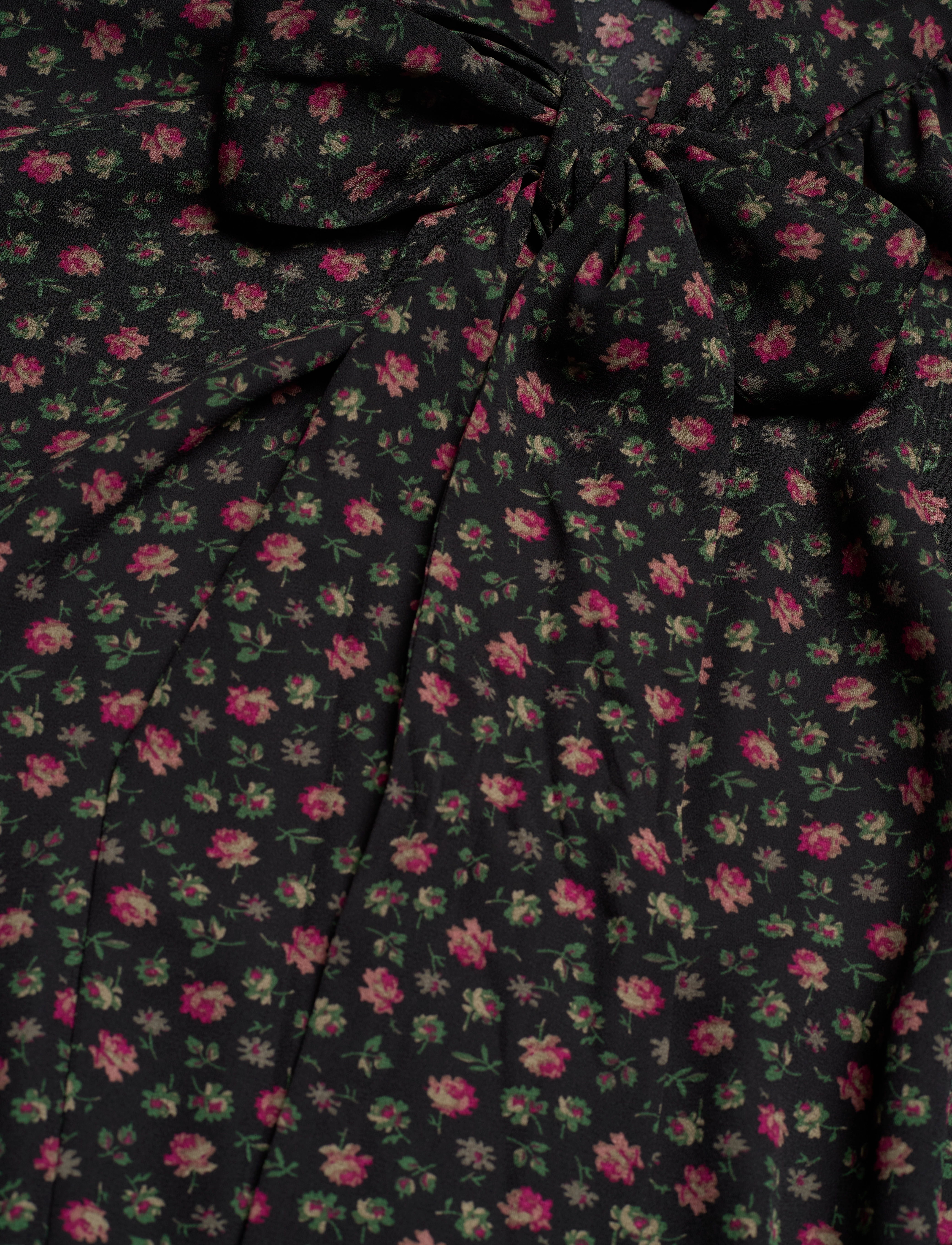 Lauren Ralph Lauren - Floral Tie-Neck Georgette Dress - black multi - 3