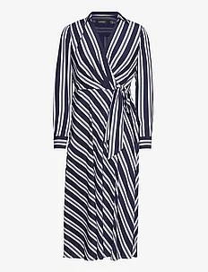 Striped Tie-Front Crepe Midi Dress, Lauren Ralph Lauren