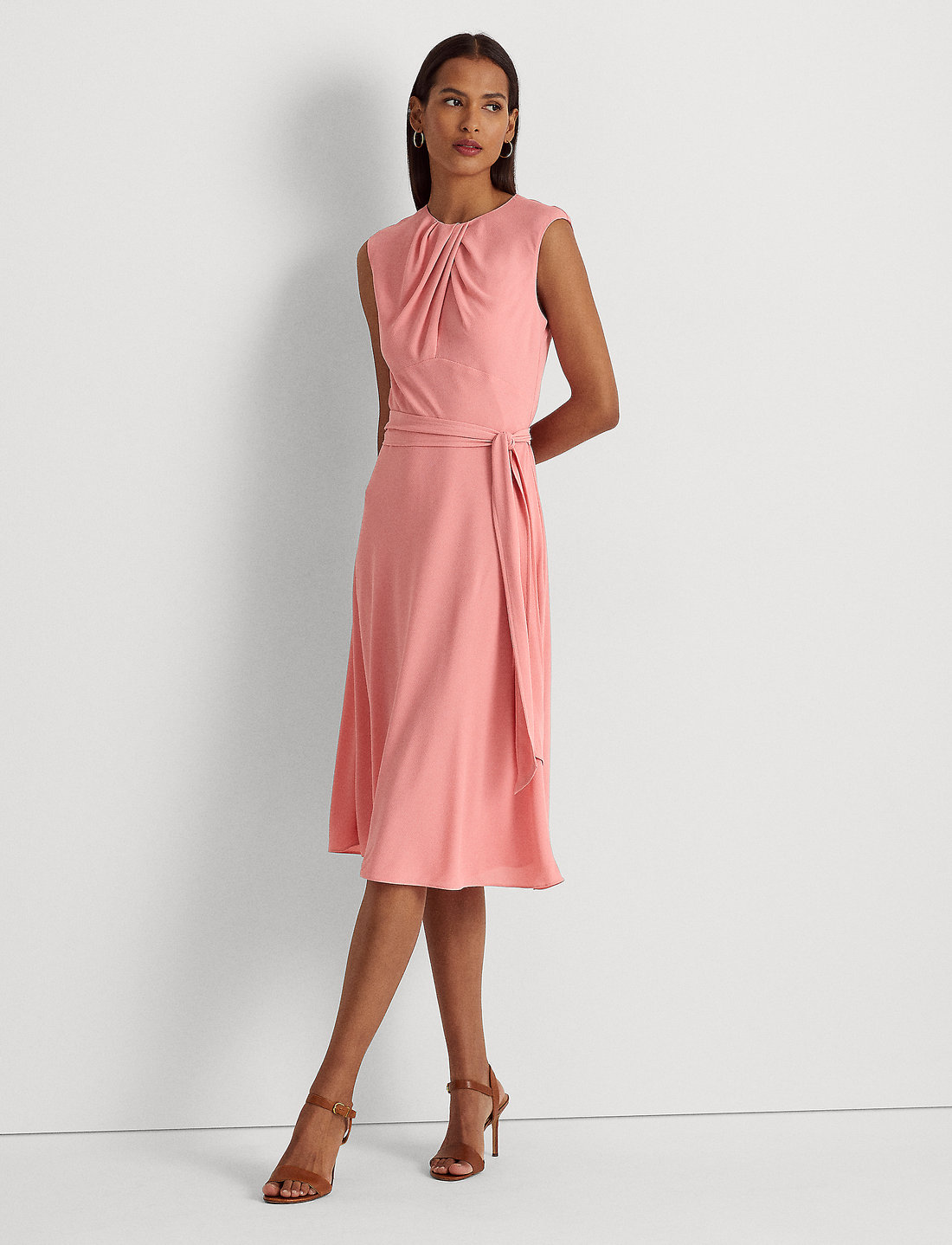 Lauren Ralph Lauren Bubble Crepe Cap sleeve Dress Midi