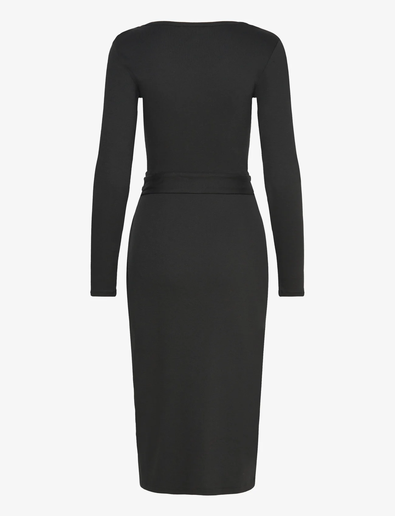 Lauren Ralph Lauren - Belted Rib-Knit Dress - liibuvad kleidid - black - 1