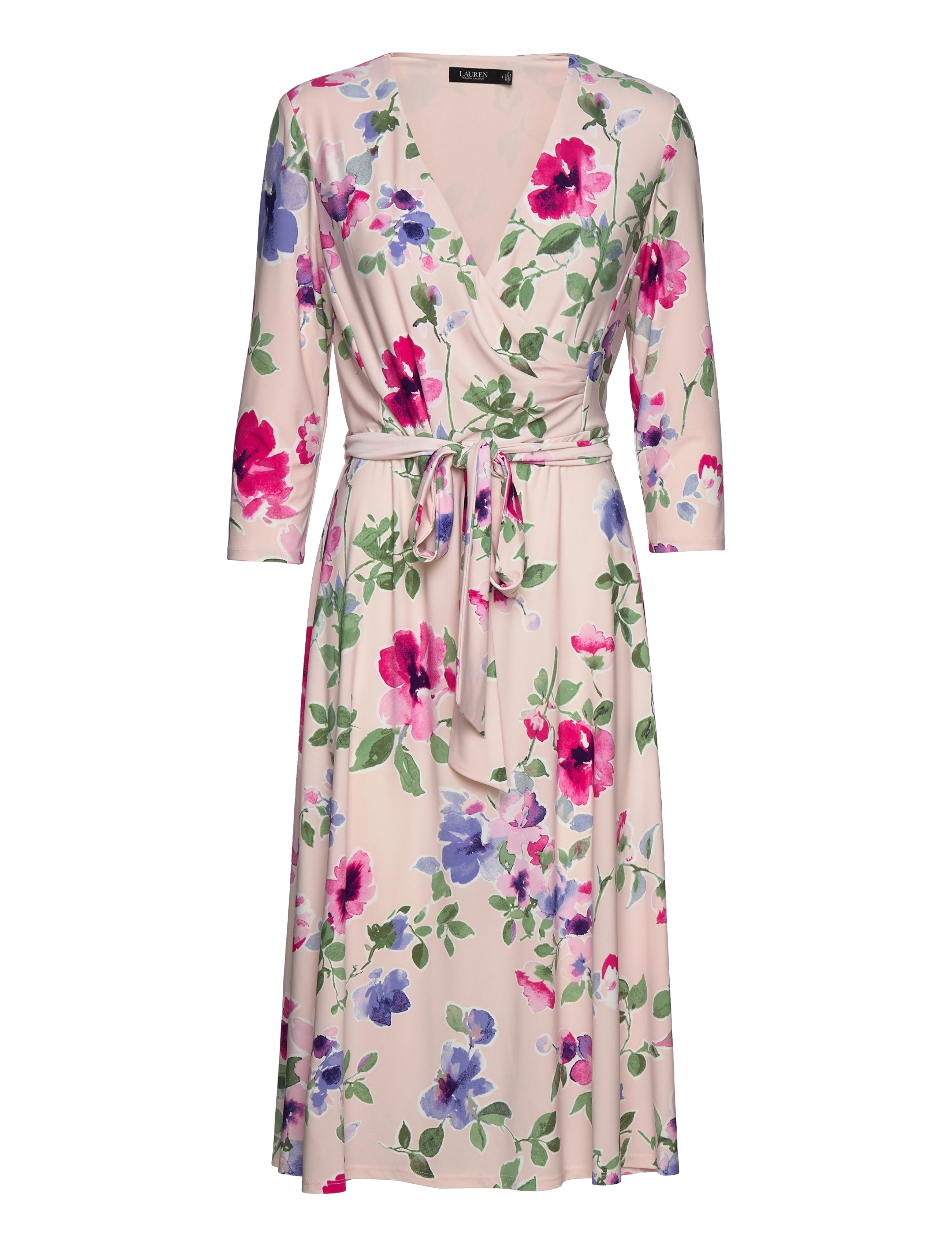 Lauren Ralph Lauren - Floral Surplice Jersey Dress - pink multi - 1